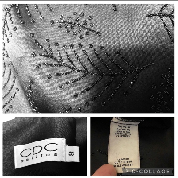 CDC Party Dress 8P Beaded Embellishments Asymmetrical Straps party small black - Picture 15 of 16